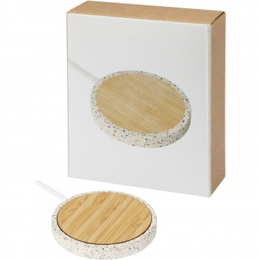 Logotrade Werbeartikel das Foto: Terrazzo 10 W kabelloses Bambus-Ladepad
