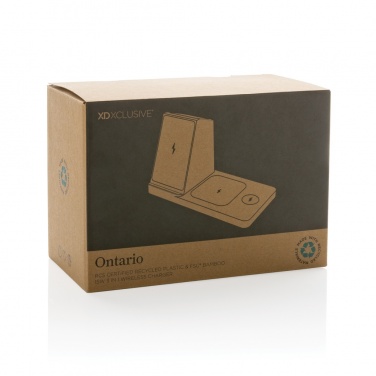 Logotrade Logogeschenke das Foto: Ontario 15W 3-in-1 Charger aus RCS rec. Kunststoff & Bambus