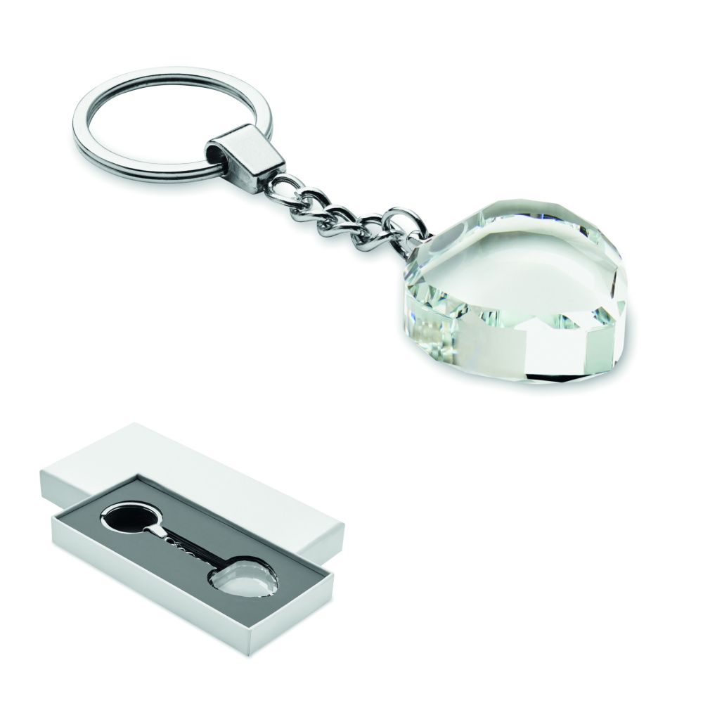 Logotrade Geschäftsgeschenke das Foto: Schlüsselanhänger Glas Herz