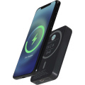 Acrab 15 W 5.000 mAh magnetische kabellose Powerbank mit 20 W PD aus recyceltem Kunststoff, Tiefschwarz