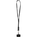 Franz 5 in 1 Lanyard Kabel aus recyceltem Kunststoff für Smartphones mit integrierter Datensynchronisierung und 65 W Schnellladefunktion, Tiefschwarz