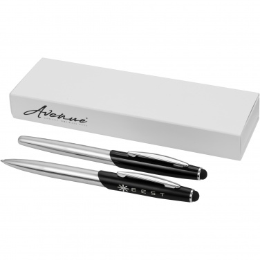 Logo trade promotional merchandise picture of: Geneva stylus ballpoint pen and rollerball pen set