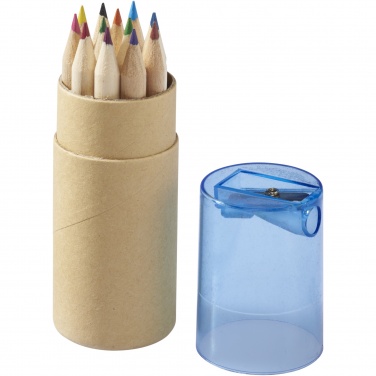Logo trade promotional giveaways image of: Hef 12-piece coloured pencil set with sharpener