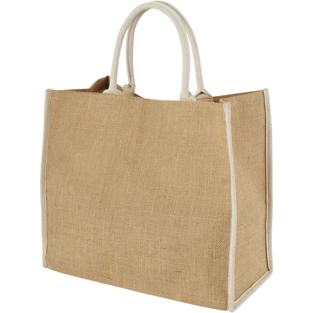 Logo trade corporate gifts image of: Harry coloured edge jute tote bag 25L