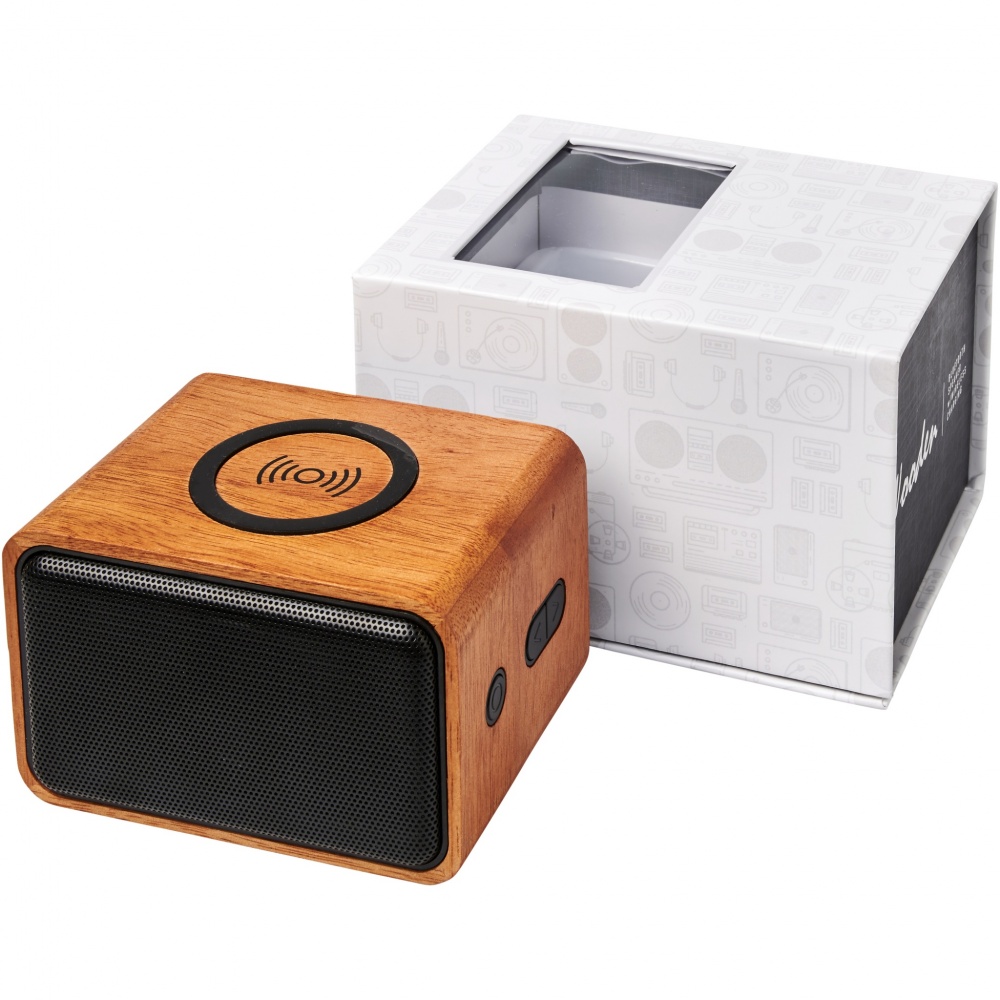 Logotrade promotional items photo of: Wooden 3W speaker with wireless charging pad