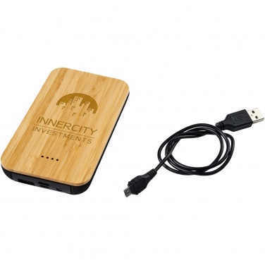 Logo trade corporate gift photo of: Future 6000 mAh bamboo/fabric wireless power bank