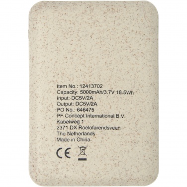 Logotrade promotional merchandise photo of: Asama 5000 mAh wheat straw power bank