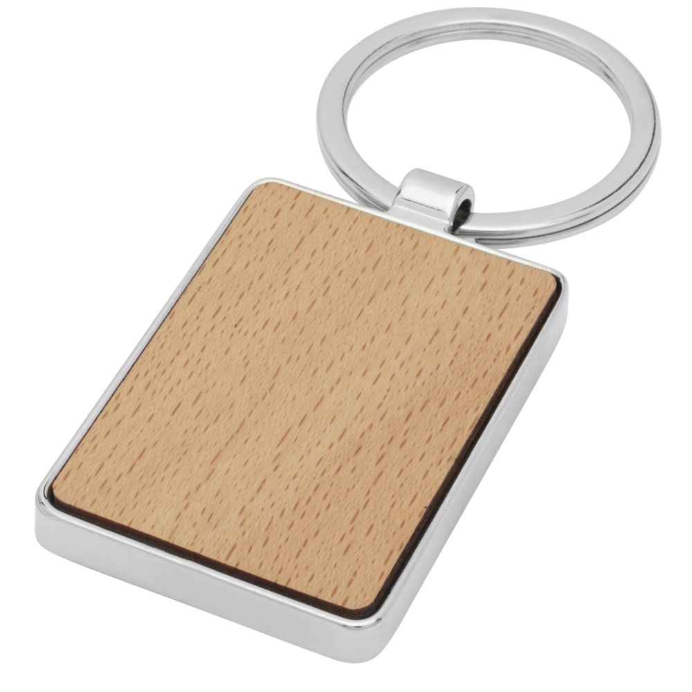 Logo trade promotional giveaways picture of: Mauro beech wood rectangular keychain