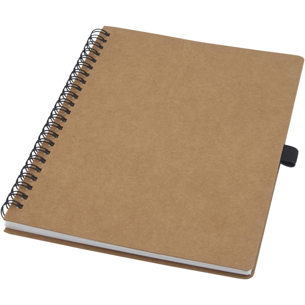 Logo trade promotional products picture of: Cobble A5 wire-o recycled cardboard notebook with stone paper