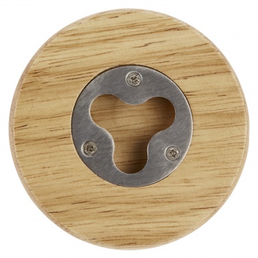 Logotrade promotional giveaway image of: Scoll wooden coaster with bottle opener