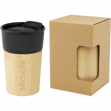 Logo trade promotional merchandise picture of: Pereira 320 ml porcelain mug with bamboo outer wall
