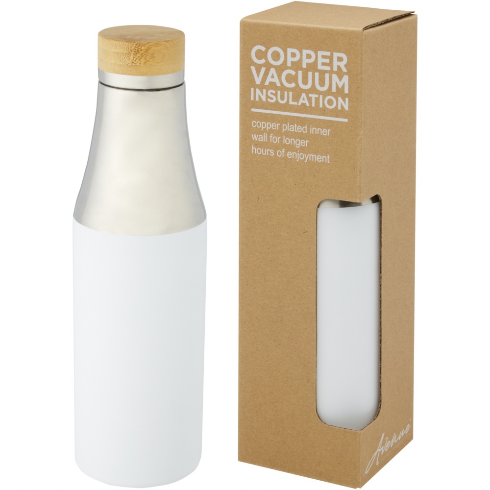 Logotrade advertising products photo of: Hulan 540 ml copper vacuum insulated stainless steel bottle with bamboo lid