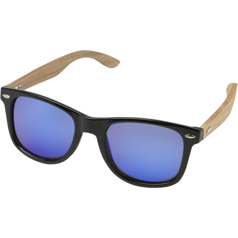 Logo trade business gifts image of: Hiru rPET/wood mirrored polarized sunglasses in gift box