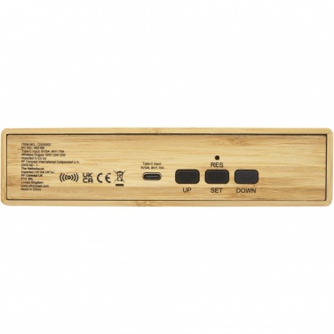 Logo trade business gift photo of: Minata bamboo wireless charger with clock