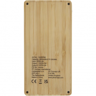 Logo trade promotional giveaway photo of: Alata 8000 mAh bamboo solar power bank