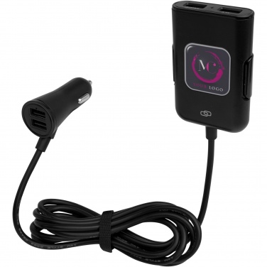 Logo trade promotional product photo of: Pilot dual car charger with QC 3.0 dual back seat extended charger