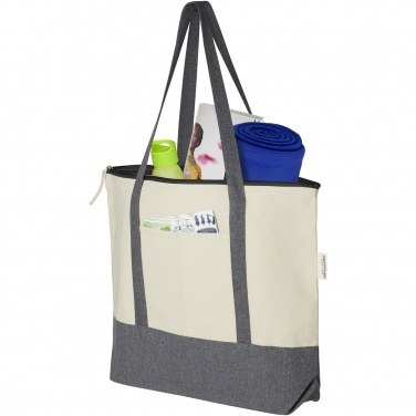 Logo trade promotional giveaway photo of: Repose 320 g/m² recycled cotton zippered tote bag 10L