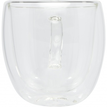 Logo trade business gifts image of: Manti 2-piece 250 ml double-wall glass cup with bamboo coaster 