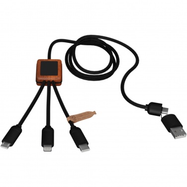 Logo trade promotional products picture of: SCX.design C38 5-in-1 rPET light-up logo charging cable with squared wooden casing