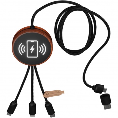 Logotrade advertising product image of: SCX.design C40 5-in-1 rPET light-up logo charging cable and 10W charging pad