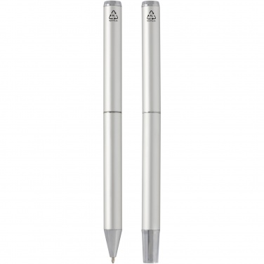 Logotrade advertising product image of: Lucetto recycled aluminium ballpoint and rollerball pen gift set