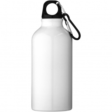 Logo trade advertising products picture of: Oregon 400 ml RCS certified recycled aluminium water bottle with carabiner