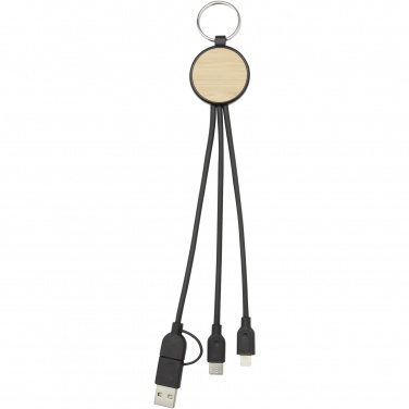 Logo trade promotional products picture of: Tecta 6-in-1 recycled plastic/bamboo charging cable with keyring