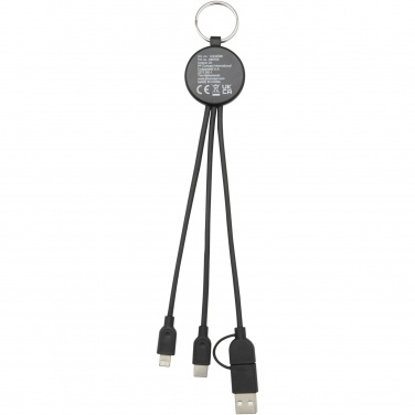 Logotrade promotional item picture of: Tecta 6-in-1 recycled plastic/bamboo charging cable with keyring