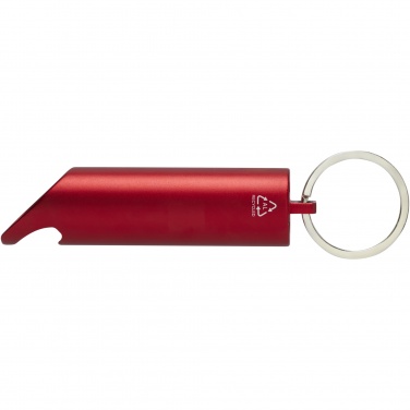 Logotrade corporate gift image of: Flare RCS recycled aluminium IPX LED light and bottle opener with keychain
