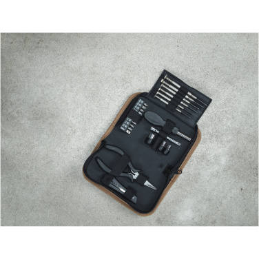Logo trade promotional giveaways image of: Spike 24-piece RCS recycled plastic tool set with cork pouch
