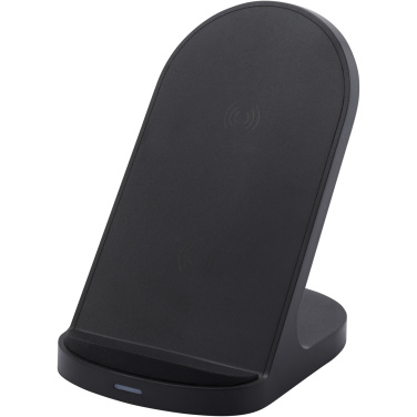 Logotrade advertising product image of: Loop 15W dual coil RCS recycled plastic wireless charging stand