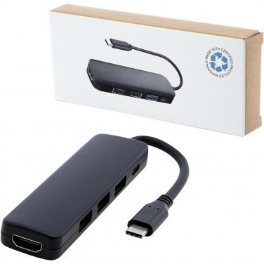 Logo trade promotional gifts image of: Loop RCS recycled plastic multimedia adapter USB 2.0-3.0 with HDMI port