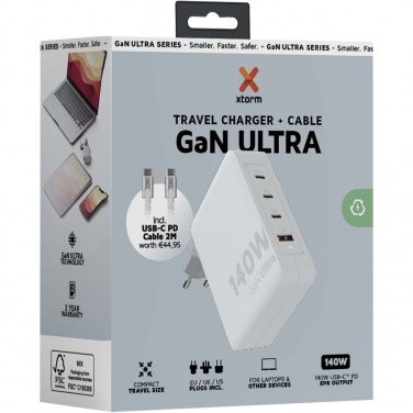 Logo trade promotional product photo of: Xtorm XVC2140 GaN Ultra 140W travel charger with 240W USB-C PD cable
