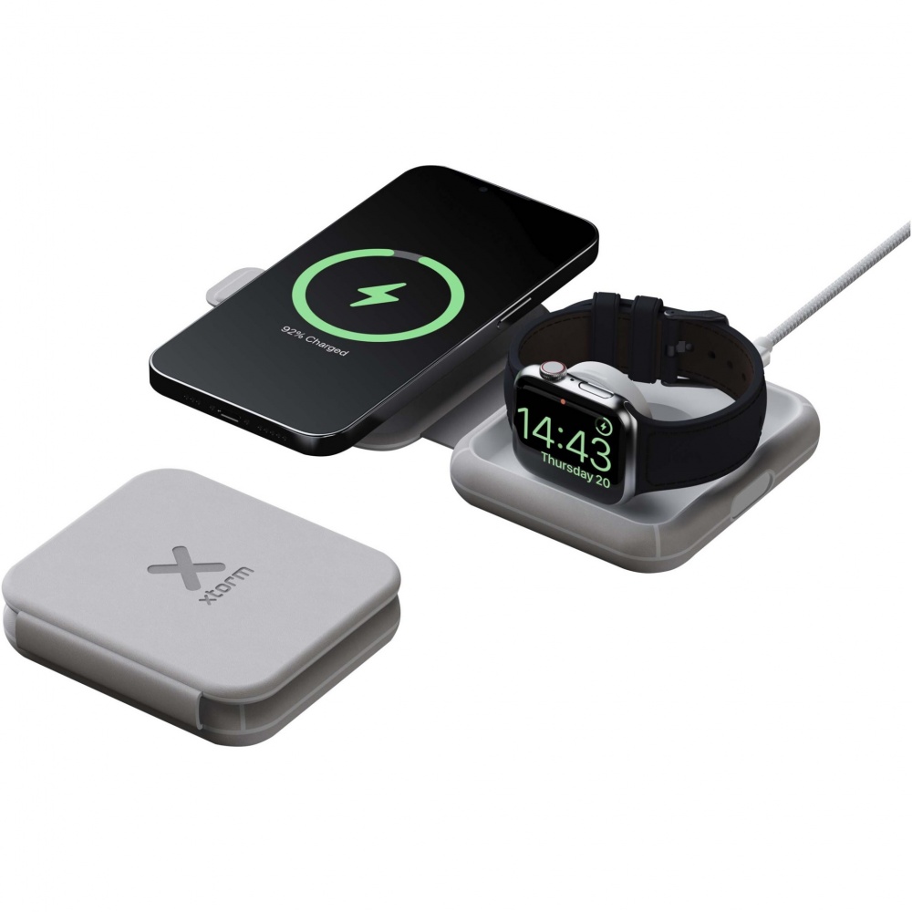 Logo trade promotional merchandise photo of: Xtorm XWF21 15W foldable 2-in-1 wireless travel charger