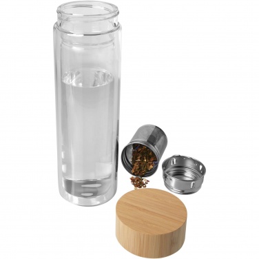Logotrade promotional item picture of: Bailey 400 ml borsilicate glass infuser bottle with bamboo lid
