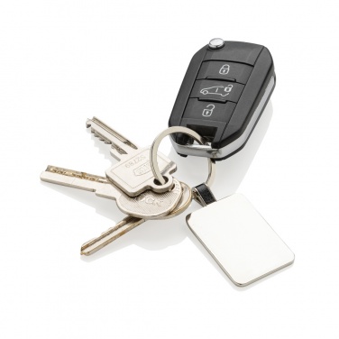 Logotrade corporate gift image of: RCS recycled zinc alloy rectangle keyring