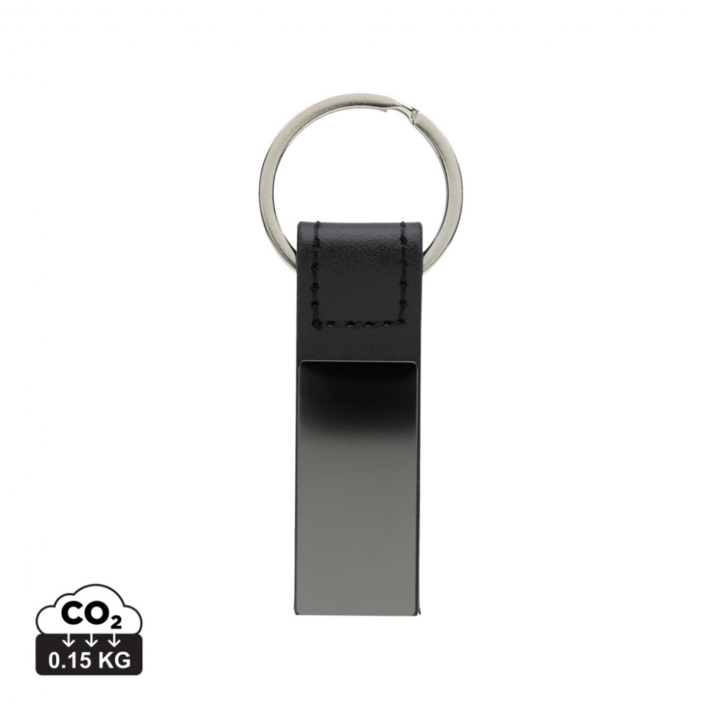 Logo trade promotional gifts image of: Luxury PU keychain RCS recycled zinc alloy