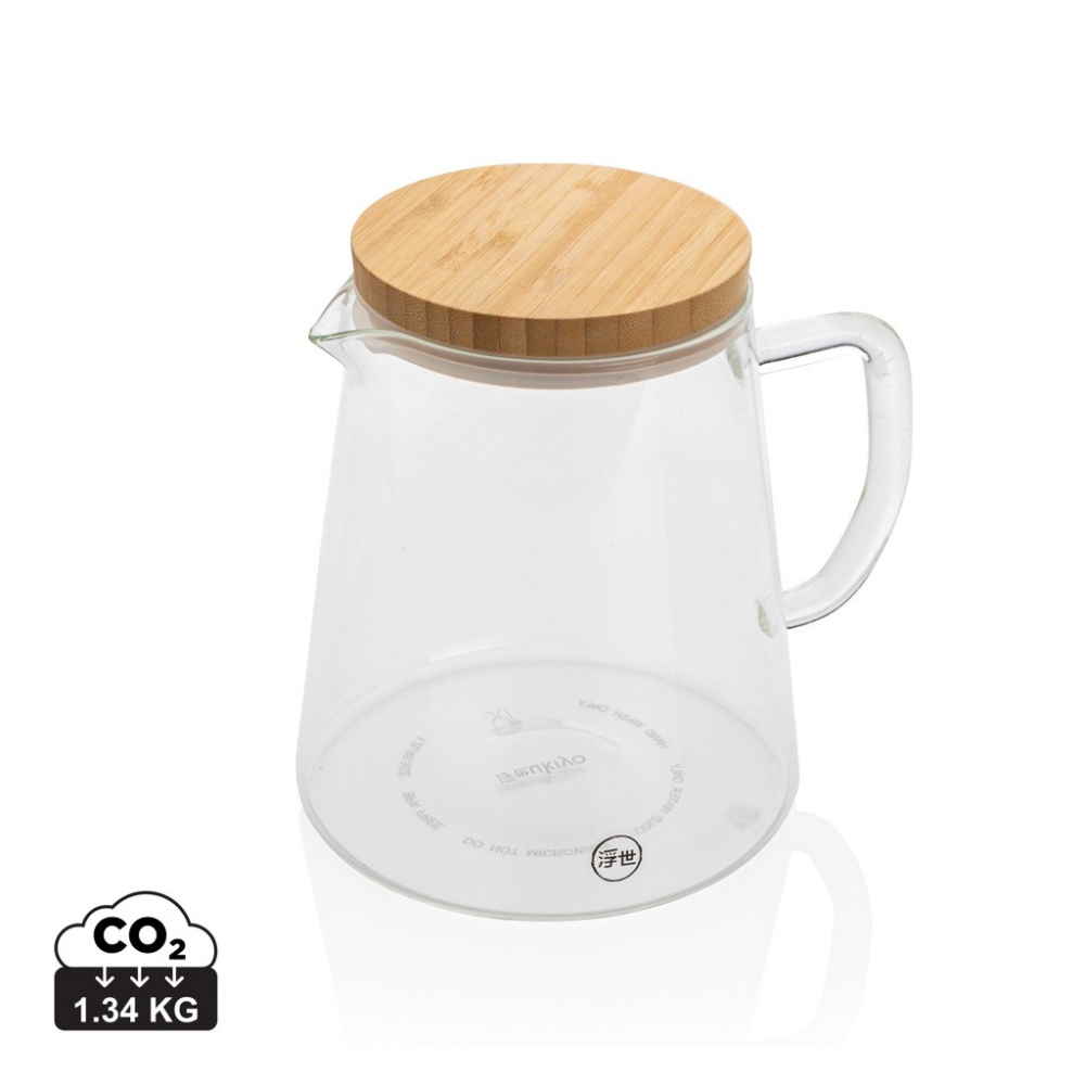 Logo trade corporate gift photo of: Ukiyo borosilicate glass carafe with bamboo lid 1.2L