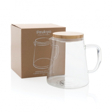 Logotrade promotional items photo of: Ukiyo borosilicate glass carafe with bamboo lid 1.2L
