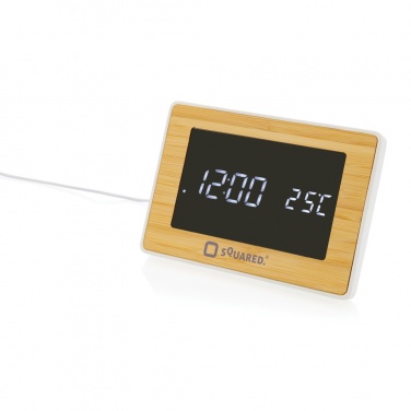 Logo trade business gift photo of: Utah RCS recycled plastic and bamboo LED clock