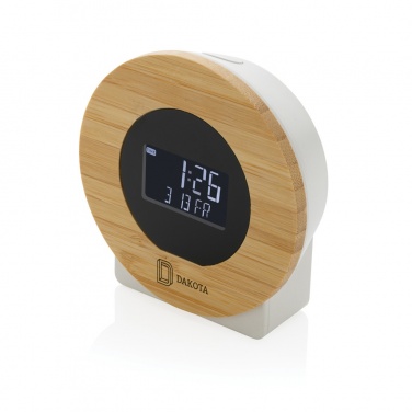 Logo trade advertising product photo of: Utah RCS rplastic and bamboo LCD desk clock
