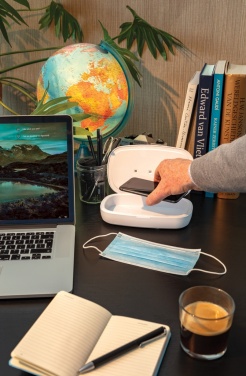 Logo trade promotional giveaways image of: UV-C steriliser box with 5W wireless charger
