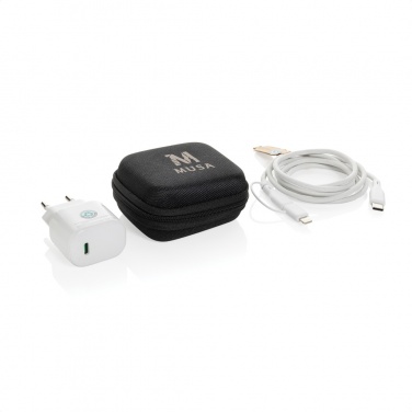 Logo trade promotional merchandise image of: Boost RCS reycled PET 20W type C 2 pcs charging set