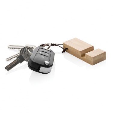 Logo trade promotional merchandise image of: Standkey bamboo keychain phone stand