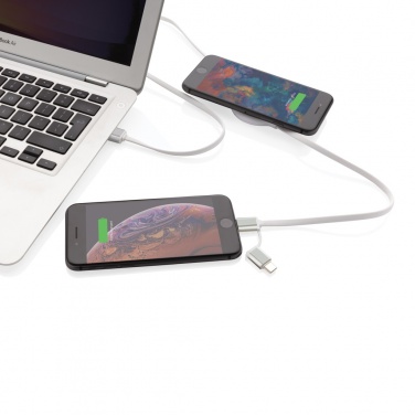 Logo trade promotional products picture of: 3-in-1 cable with 5W bamboo wireless charger
