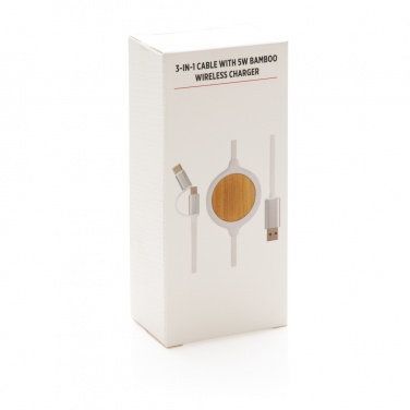Logotrade corporate gifts photo of: 3-in-1 cable with 5W bamboo wireless charger