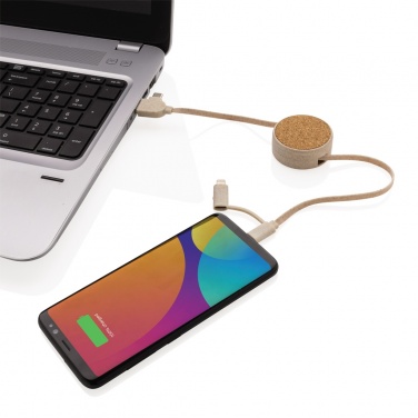 Logotrade promotional product image of: Cork and Wheat 6-in-1 retractable cable