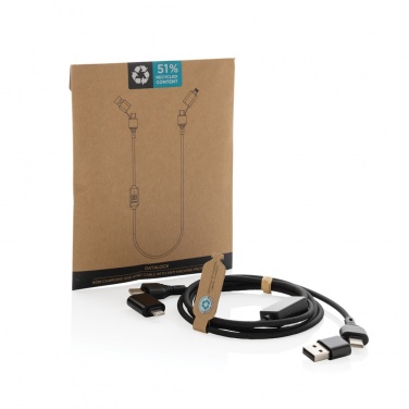 Logo trade corporate gifts image of: Datalock RCS recycled 60W hacking protection cable