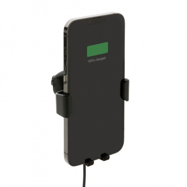 Logo trade business gifts image of: RCS recycled plastic 10W wireless charging car holder