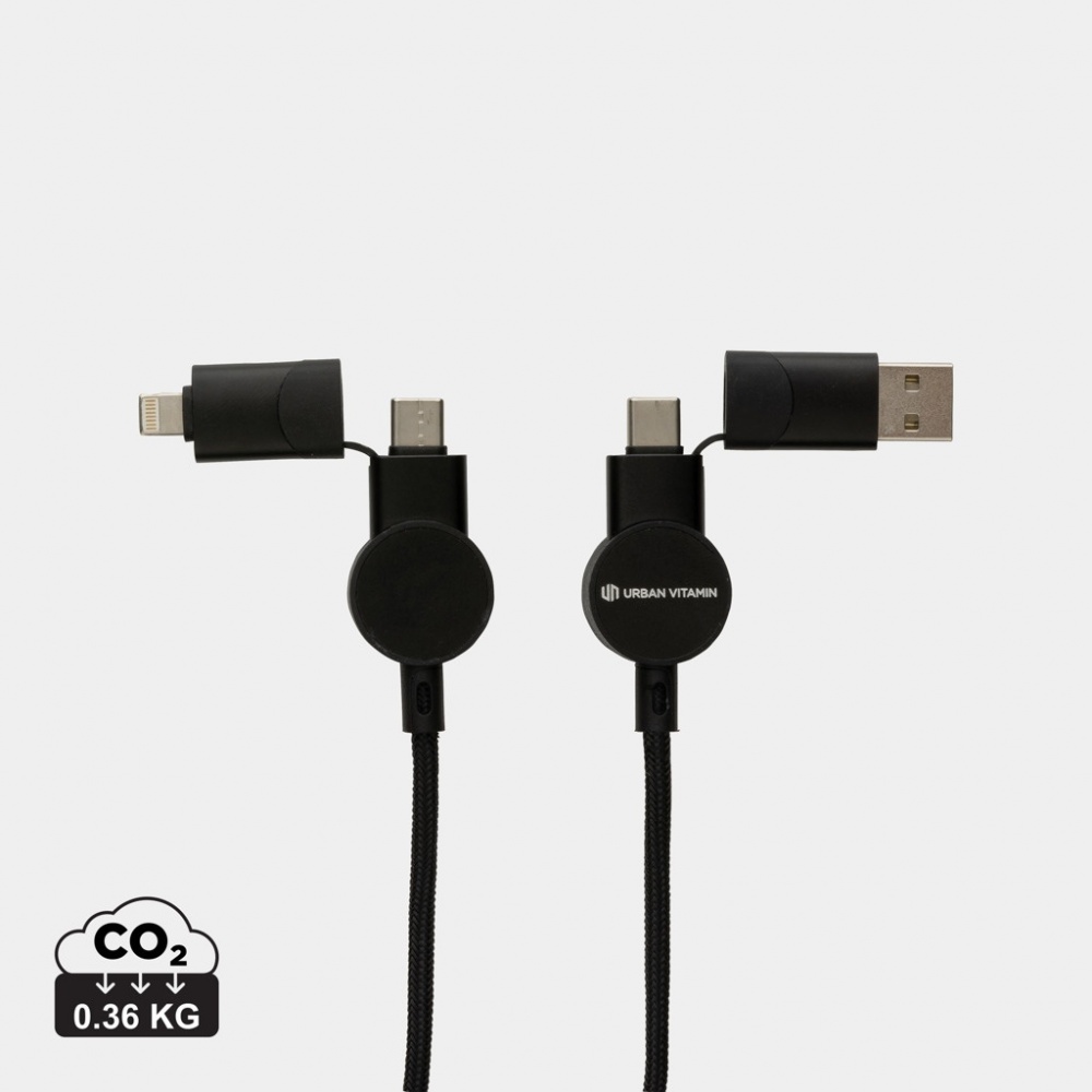 Logo trade corporate gifts image of: Oakland RCS recycled plastic 6-in-1 fast charging 45W cable